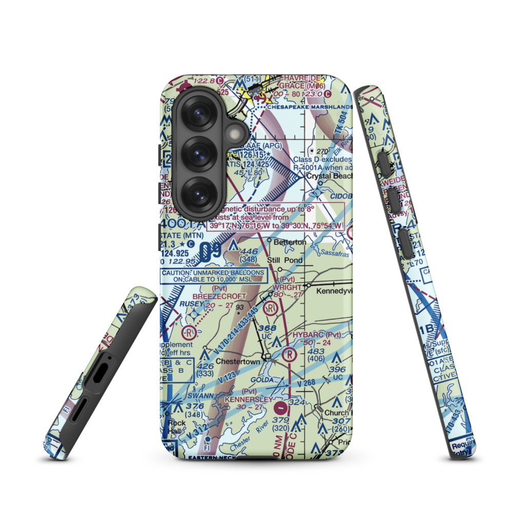Harris Airport (MD69) VFR Sectional Samsung Phone Case Samsung Galaxy S25 model shown