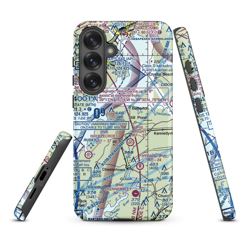 Harris Airport (MD69) VFR Sectional Samsung Phone Case Samsung Galaxy S25 Plus model shown