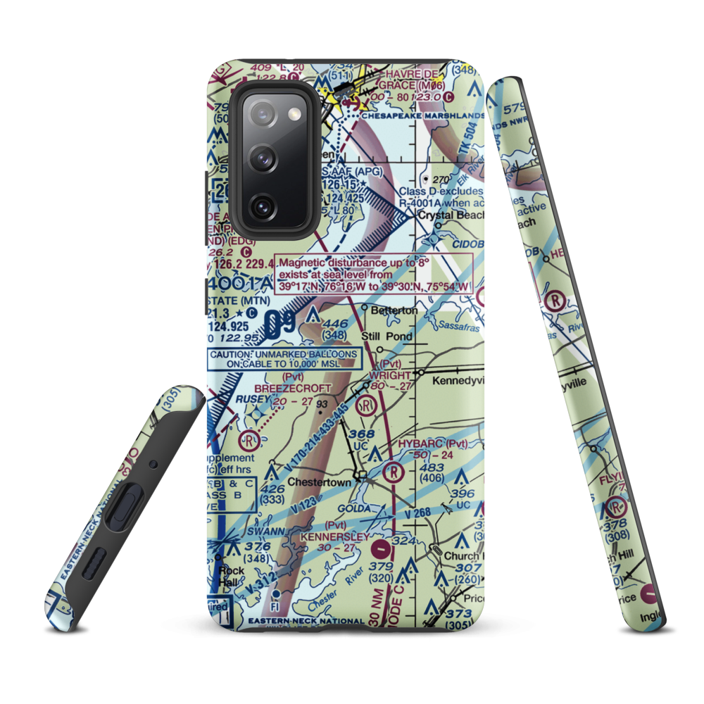 Harris Airport (MD69) VFR Sectional Samsung Phone Case Samsung Galaxy S20 FE model shown