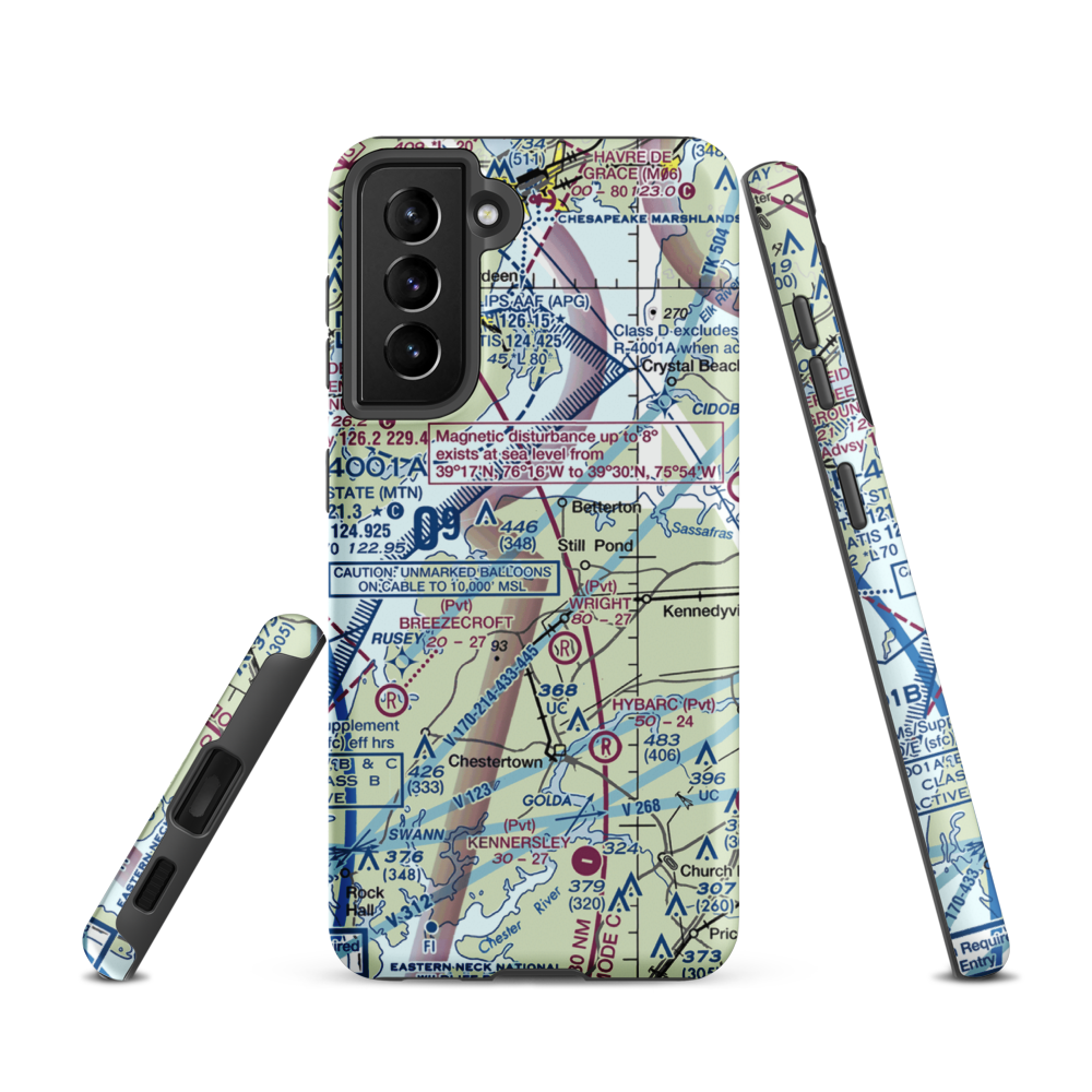 Harris Airport (MD69) VFR Sectional Samsung Phone Case Samsung Galaxy S21 model shown