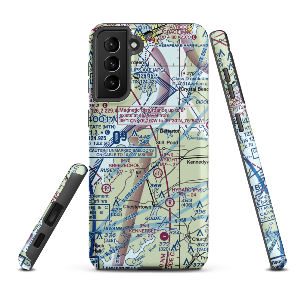Harris Airport (MD69) VFR Sectional Samsung Phone Case Samsung Galaxy S21 Plus model shown