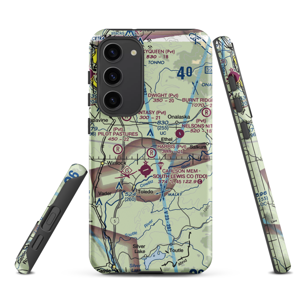 Harris Airport (WN05) VFR Sectional Samsung Phone Case Samsung Galaxy S23 Plus model shown
