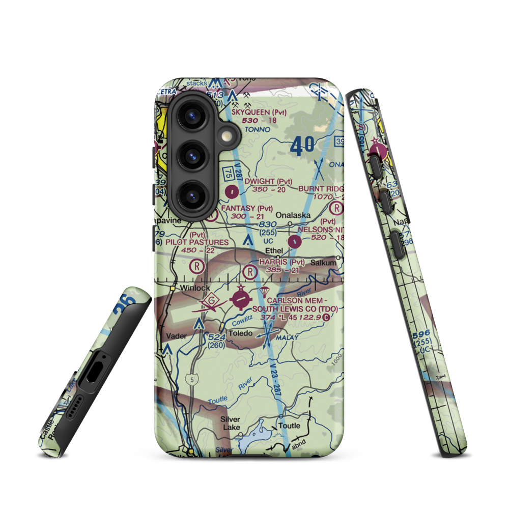 Harris Airport (WN05) VFR Sectional Samsung Phone Case Samsung Galaxy S24 model shown