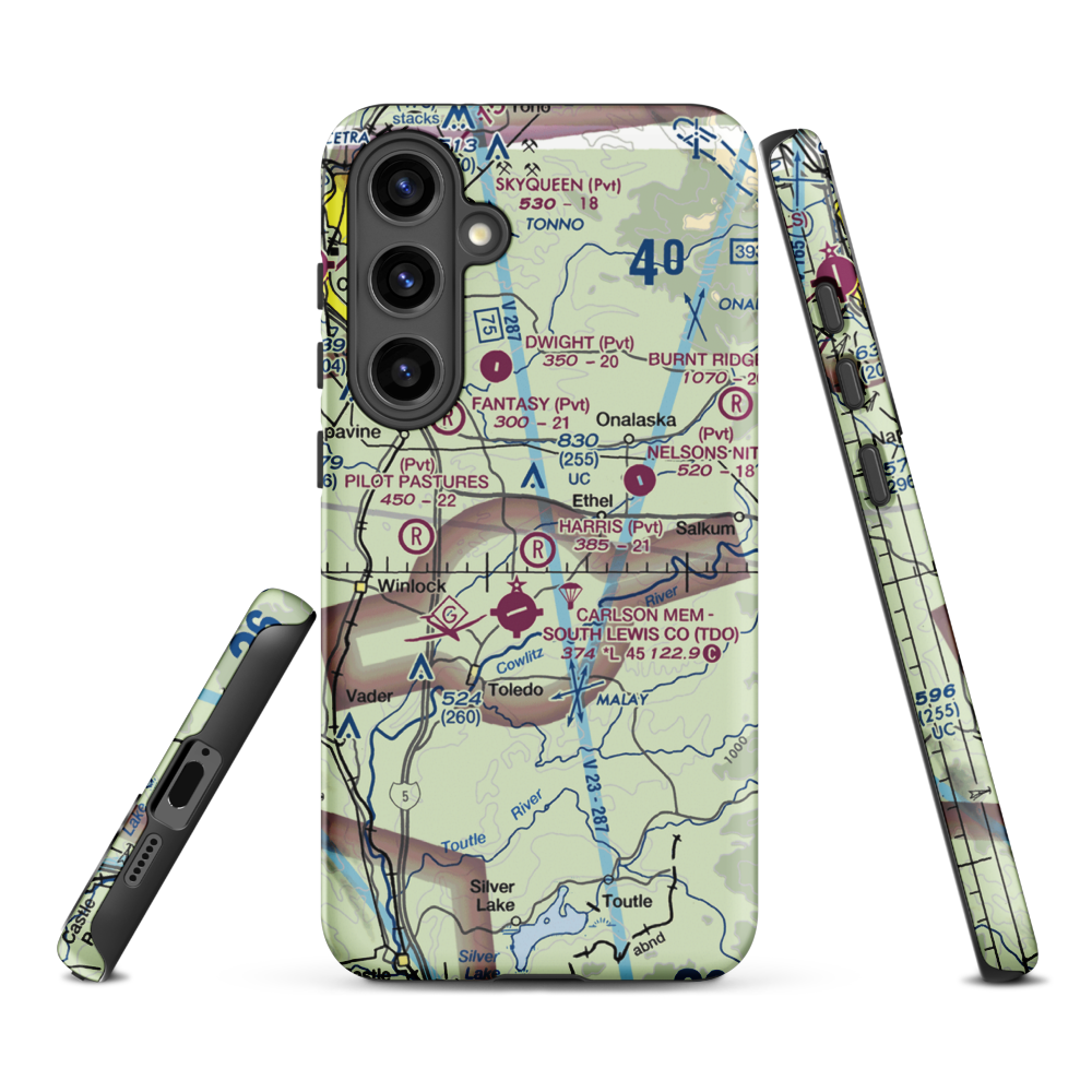Harris Airport (WN05) VFR Sectional Samsung Phone Case Samsung Galaxy S24 Plus model shown