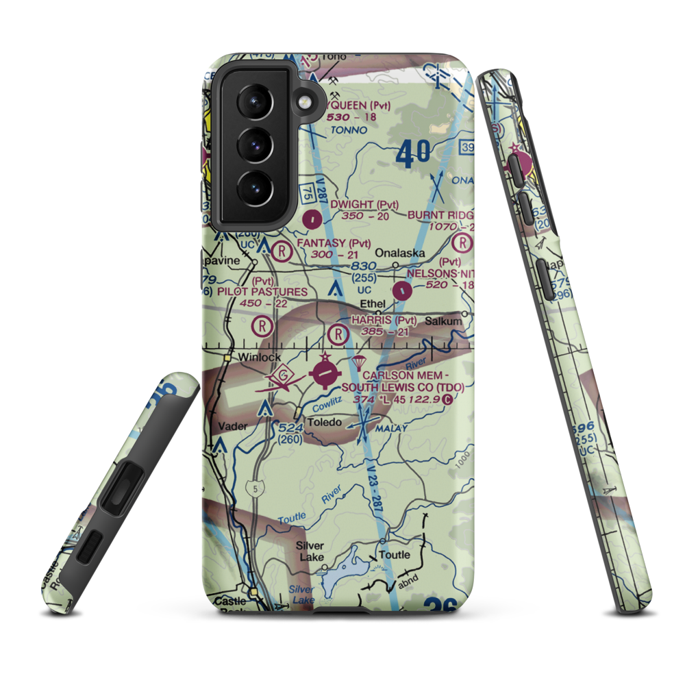 Harris Airport (WN05) VFR Sectional Samsung Phone Case Samsung Galaxy S21 Plus model shown