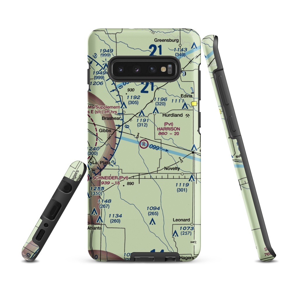 Harrison Airport (MU33) VFR Sectional Samsung Phone Case Samsung Galaxy S10 Plus model shown
