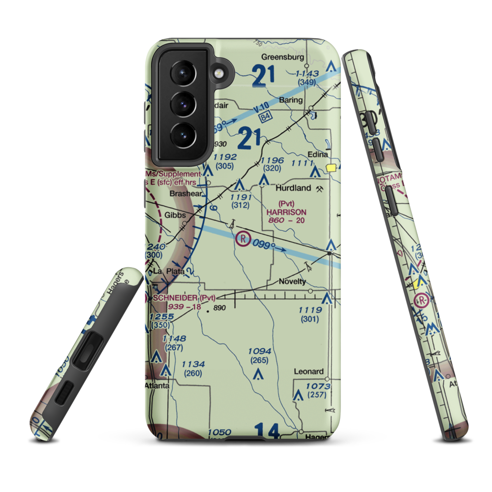 Harrison Airport (MU33) VFR Sectional Samsung Phone Case Samsung Galaxy S21 FE model shown