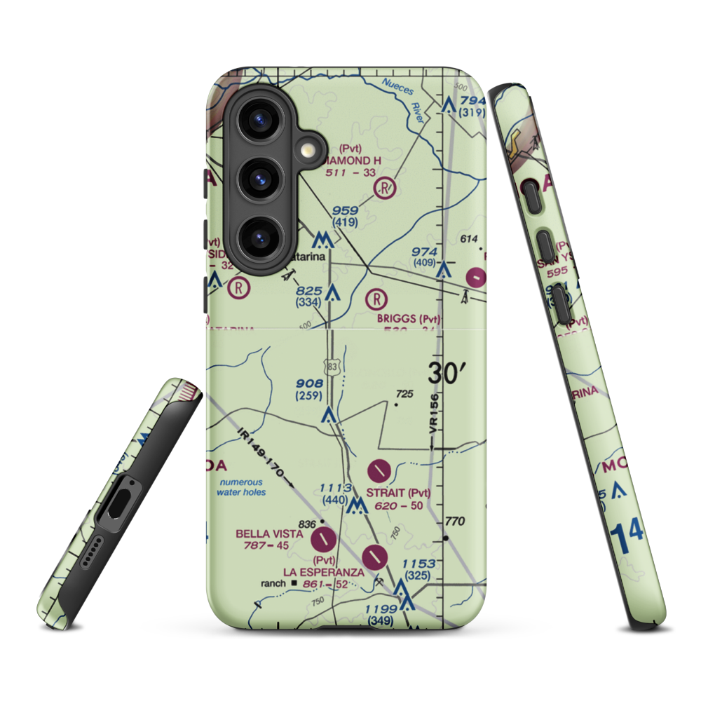 Harrison Piloncillo Ranch Airport (TE27) VFR Sectional Samsung Phone Case Samsung Galaxy S24 Plus model shown