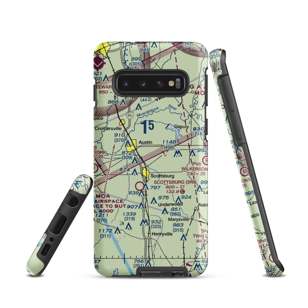 Harrod/Rose Airport (II69) VFR Sectional Samsung Phone Case Samsung Galaxy S10 model shown