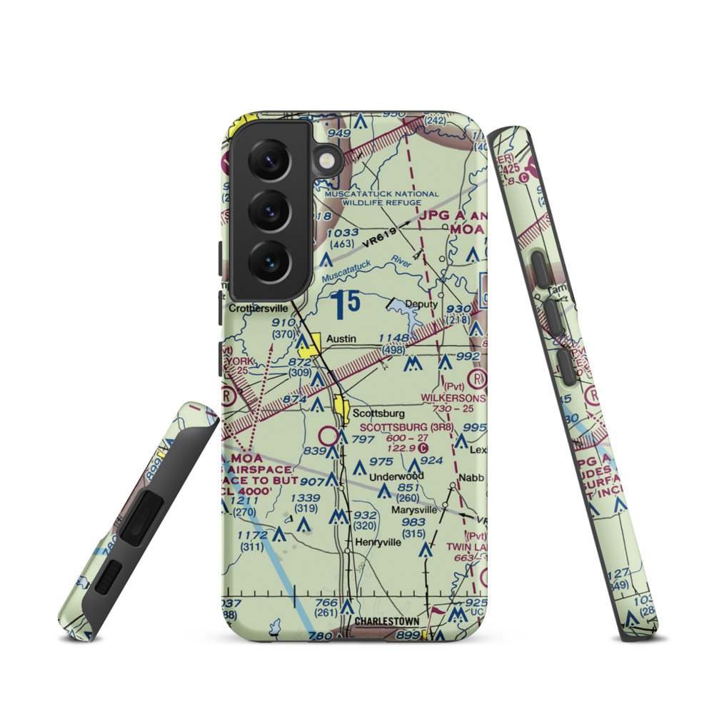 Harrod/Rose Airport (II69) VFR Sectional Samsung Phone Case Samsung Galaxy S22 model shown