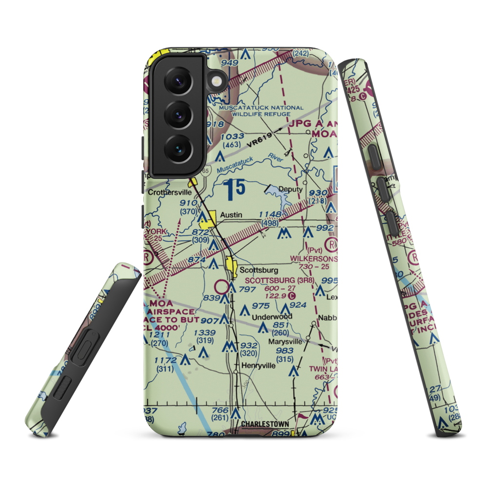 Harrod/Rose Airport (II69) VFR Sectional Samsung Phone Case Samsung Galaxy S22 Plus model shown