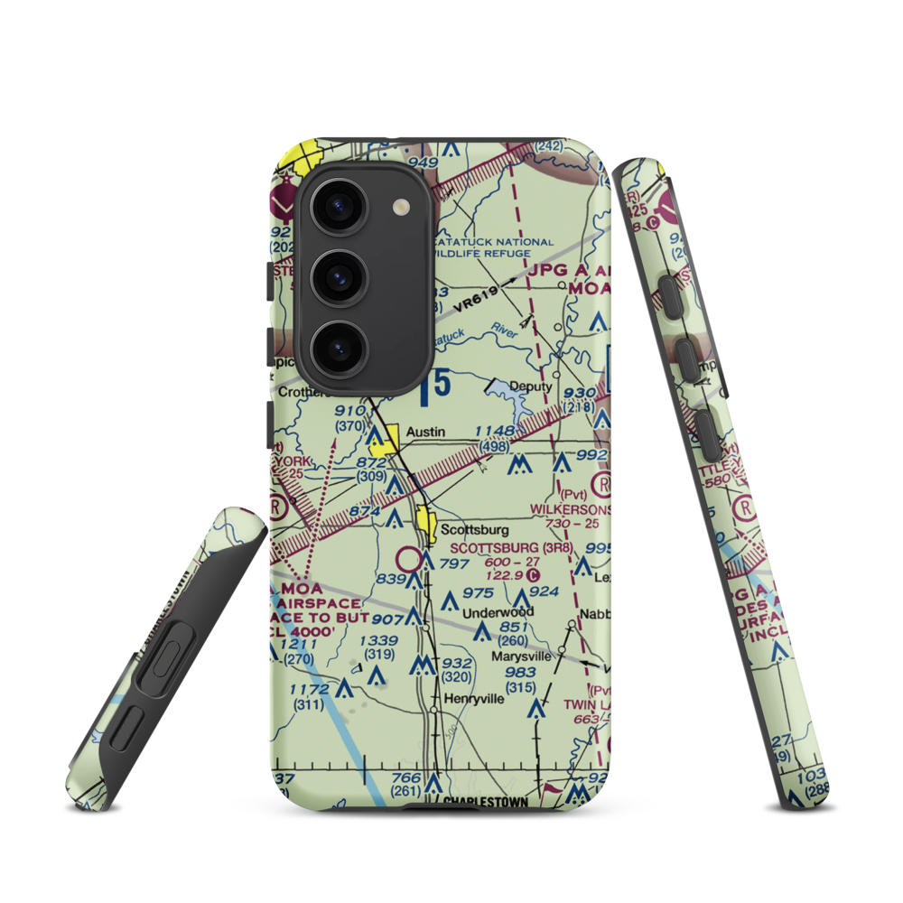 Harrod/Rose Airport (II69) VFR Sectional Samsung Phone Case Samsung Galaxy S23 model shown