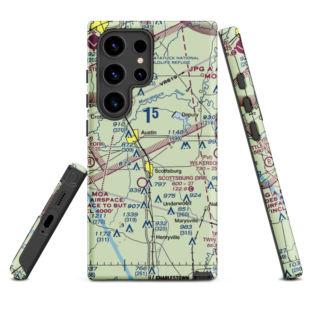 Harrod/Rose Airport (II69) VFR Sectional Samsung Phone Case Samsung Galaxy S24 Ultra model shown