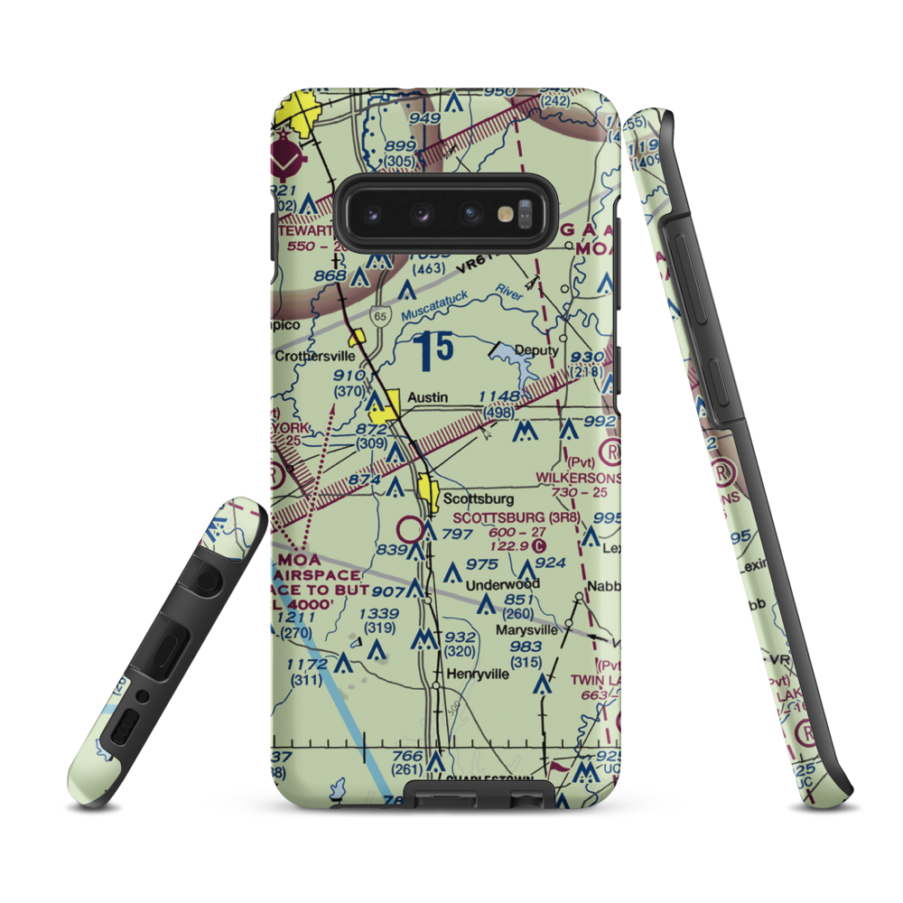 Harrod/Rose Airport (II69) VFR Sectional Samsung Phone Case Samsung Galaxy S10 Plus model shown
