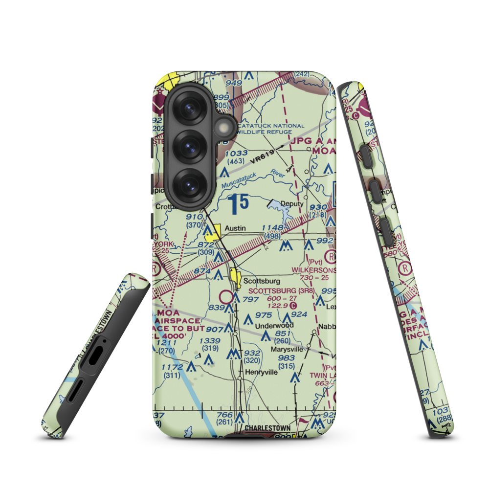 Harrod/Rose Airport (II69) VFR Sectional Samsung Phone Case Samsung Galaxy S25 model shown
