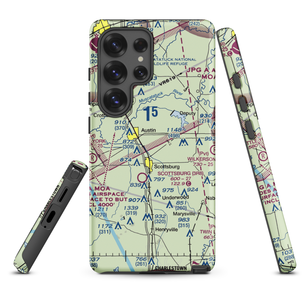 Harrod/Rose Airport (II69) VFR Sectional Samsung Phone Case Samsung Galaxy S25 Ultra model shown