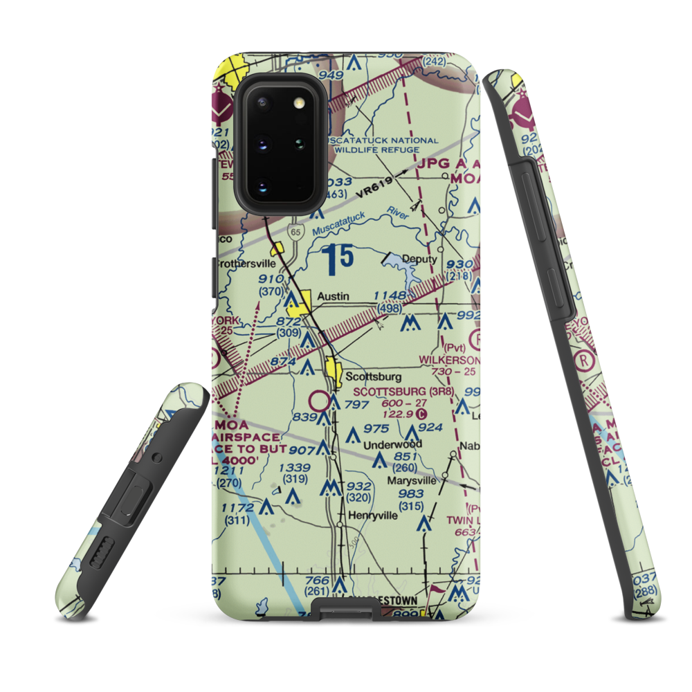 Harrod/Rose Airport (II69) VFR Sectional Samsung Phone Case Samsung Galaxy S20 Plus model shown