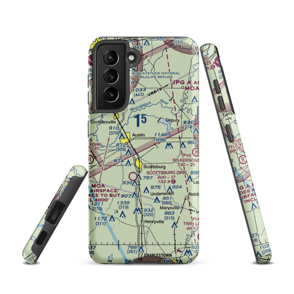 Harrod/Rose Airport (II69) VFR Sectional Samsung Phone Case Samsung Galaxy S21 model shown