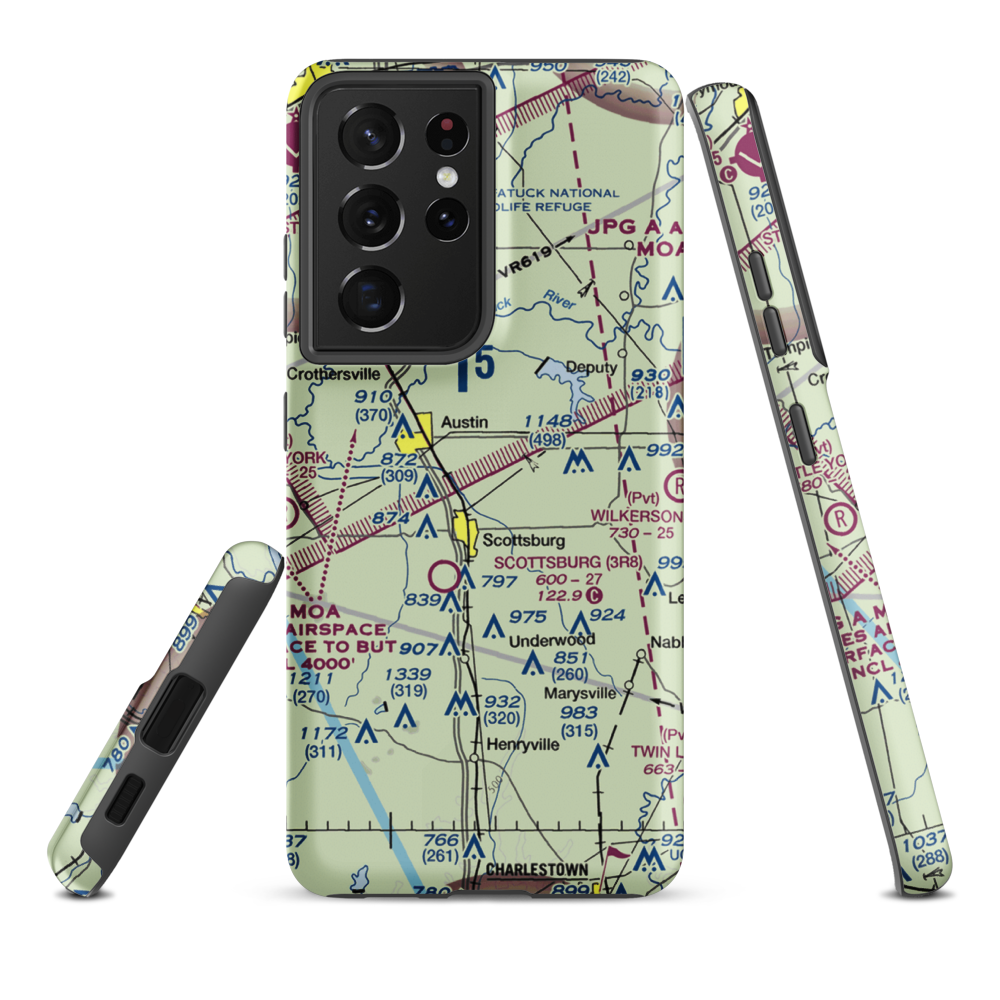 Harrod/Rose Airport (II69) VFR Sectional Samsung Phone Case Samsung Galaxy S21 Plus model shown