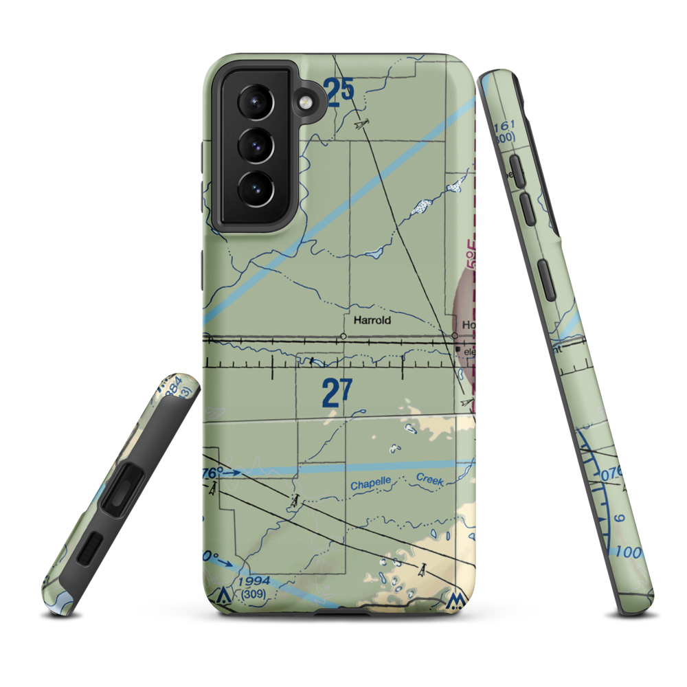 Harrold Municipal Airport (SD50) VFR Sectional Samsung Phone Case Samsung Galaxy S21 Plus model shown