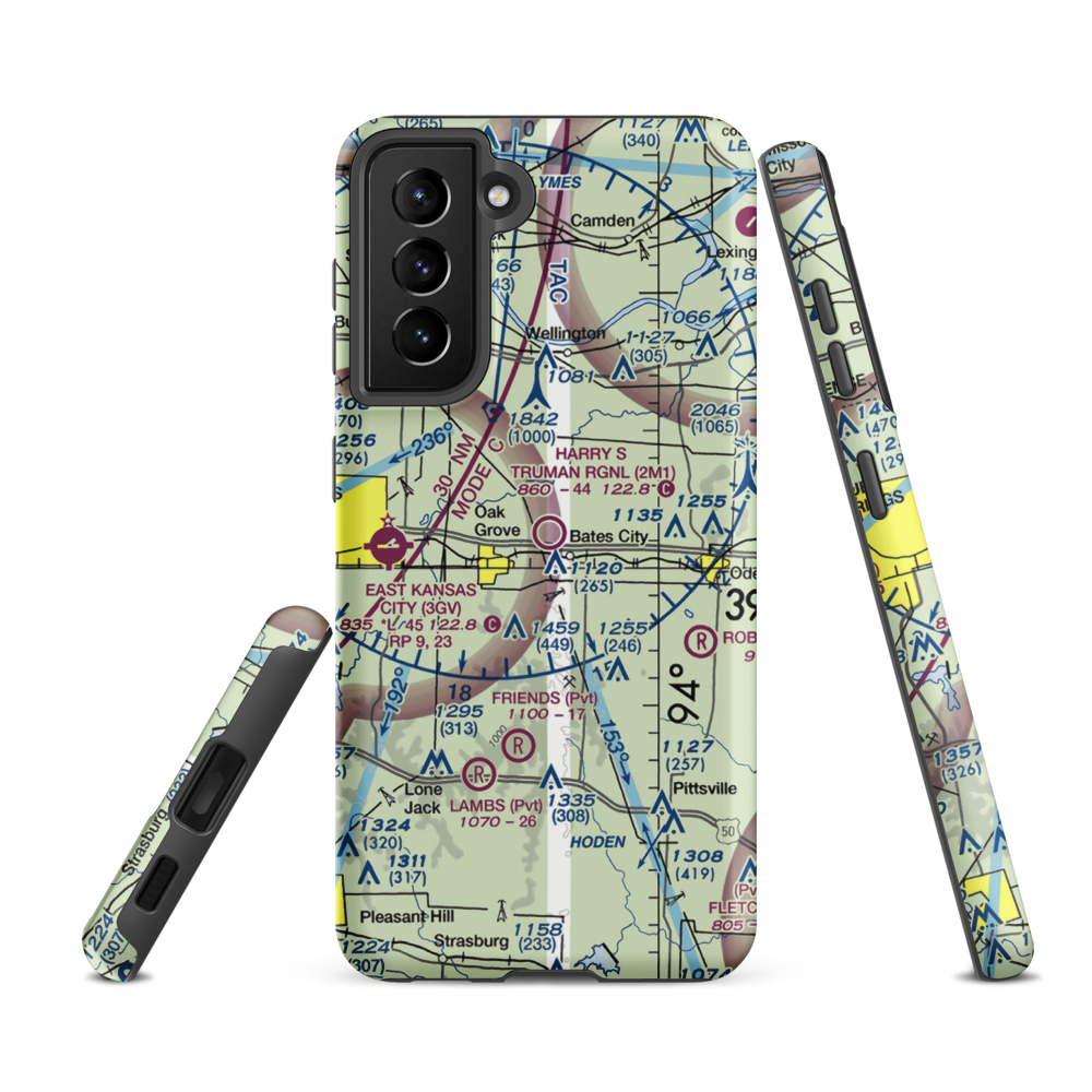 Harry S Truman Regional Airport (2M1) VFR Sectional Samsung Phone Case Samsung Galaxy S21 FE model shown
