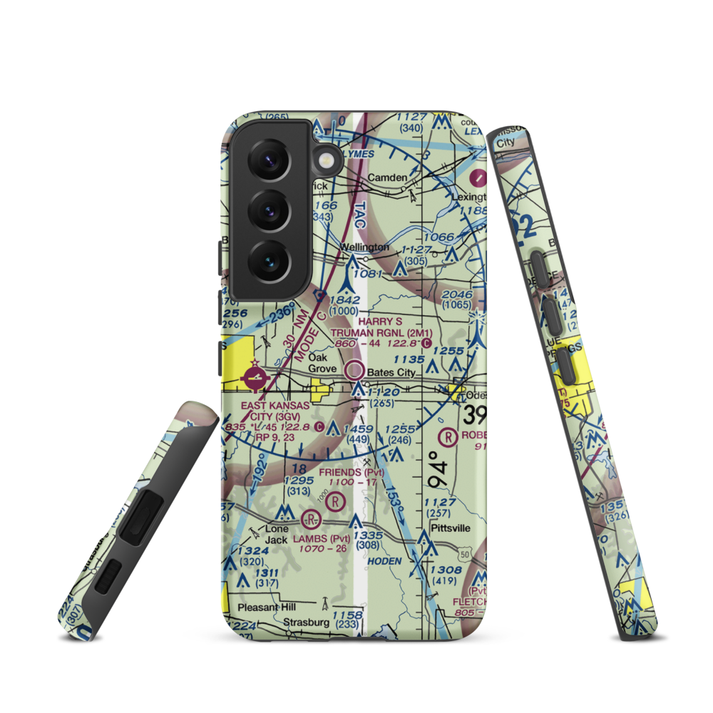 Harry S Truman Regional Airport (2M1) VFR Sectional Samsung Phone Case Samsung Galaxy S22 model shown