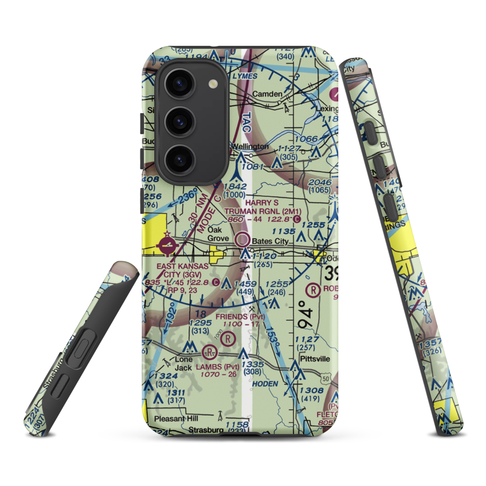 Harry S Truman Regional Airport (2M1) VFR Sectional Samsung Phone Case Samsung Galaxy S23 Plus model shown