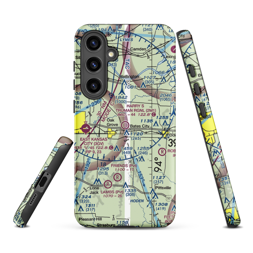 Harry S Truman Regional Airport (2M1) VFR Sectional Samsung Phone Case Samsung Galaxy S24 Plus model shown