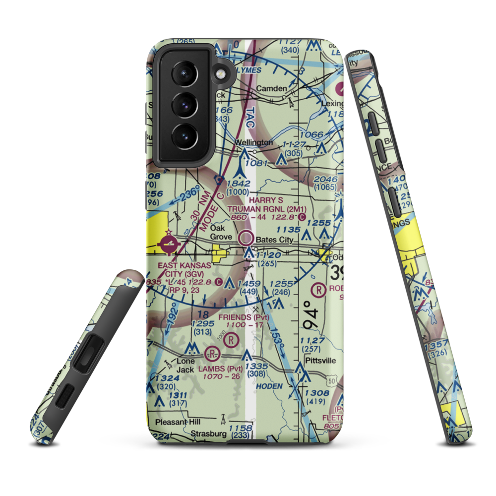 Harry S Truman Regional Airport (2M1) VFR Sectional Samsung Phone Case Samsung Galaxy S21 Plus model shown