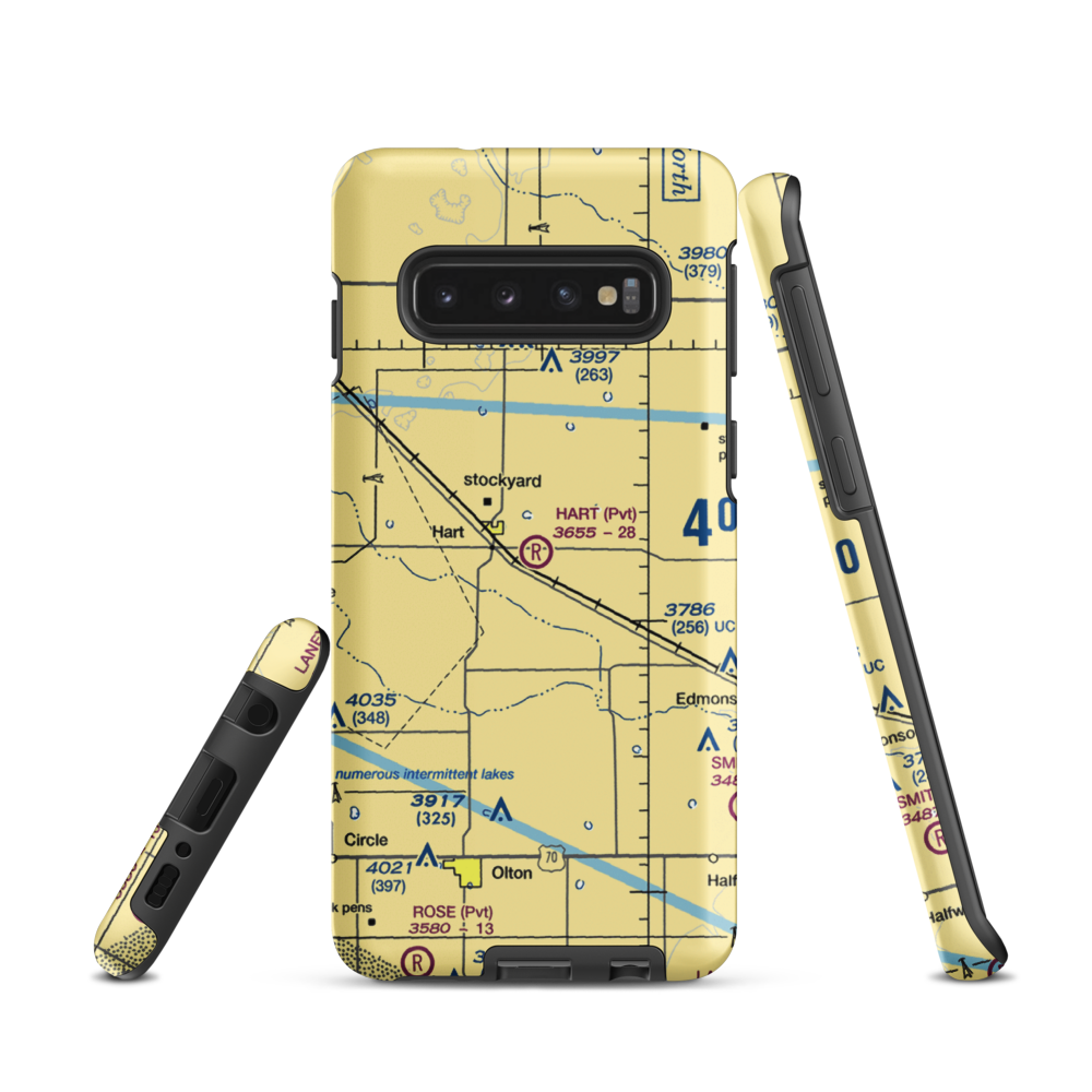 Hart Aerial Airport (1TX8) VFR Sectional Samsung Phone Case Samsung Galaxy S10 model shown