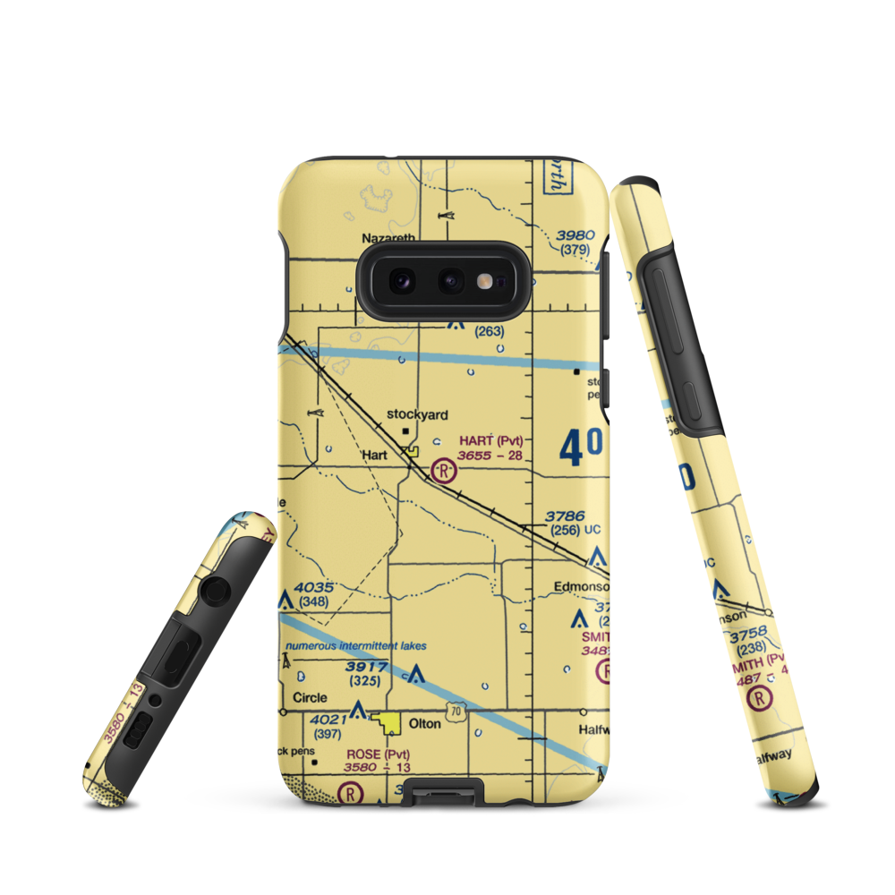Hart Aerial Airport (1TX8) VFR Sectional Samsung Phone Case Samsung Galaxy S10e model shown