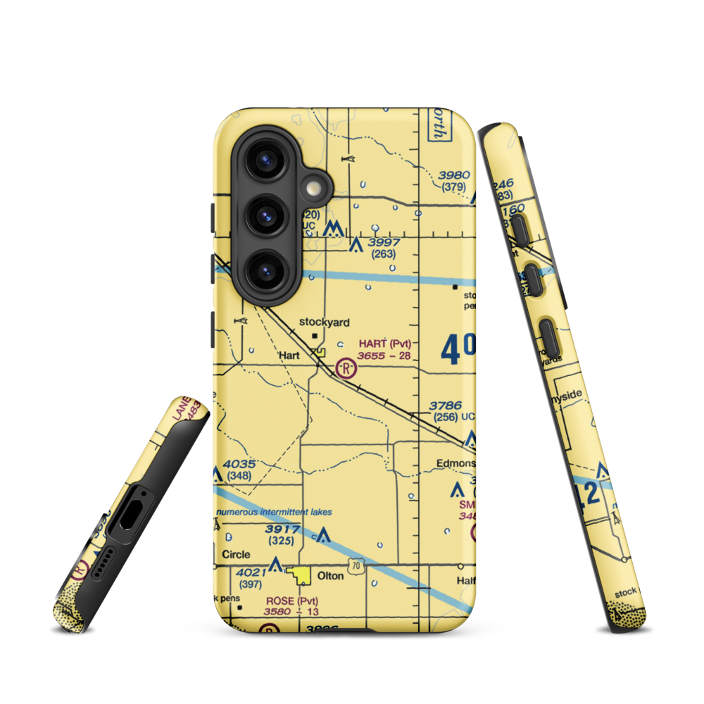 Hart Aerial Airport (1TX8) VFR Sectional Samsung Phone Case Samsung Galaxy S24 model shown