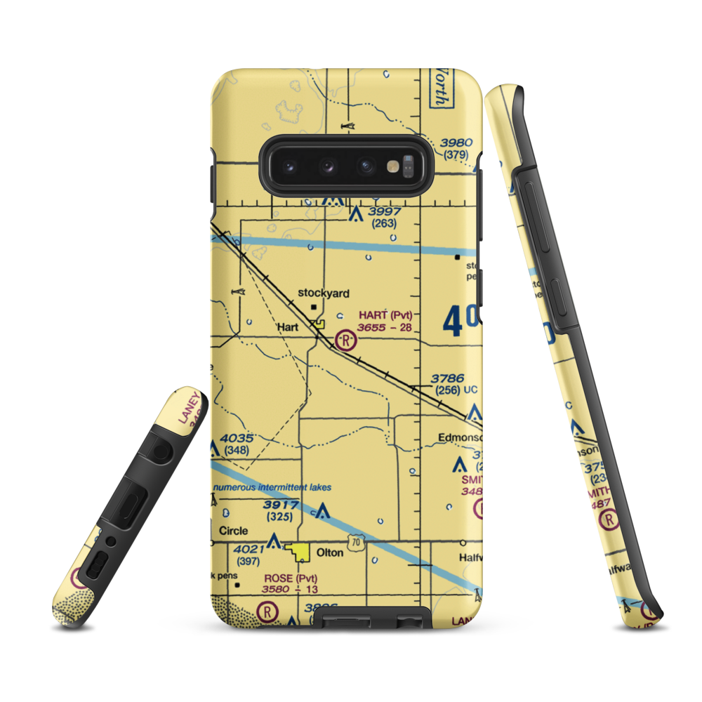 Hart Aerial Airport (1TX8) VFR Sectional Samsung Phone Case Samsung Galaxy S10 Plus model shown