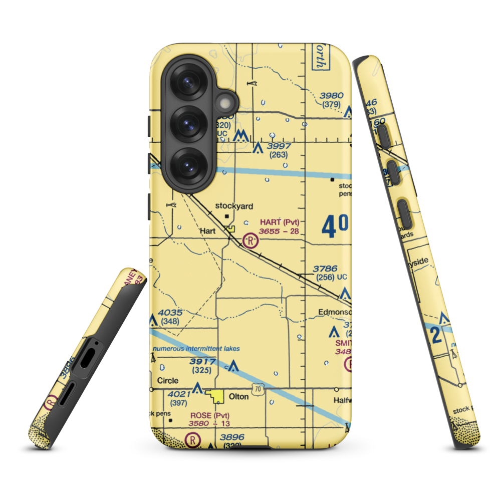 Hart Aerial Airport (1TX8) VFR Sectional Samsung Phone Case Samsung Galaxy S25 Plus model shown