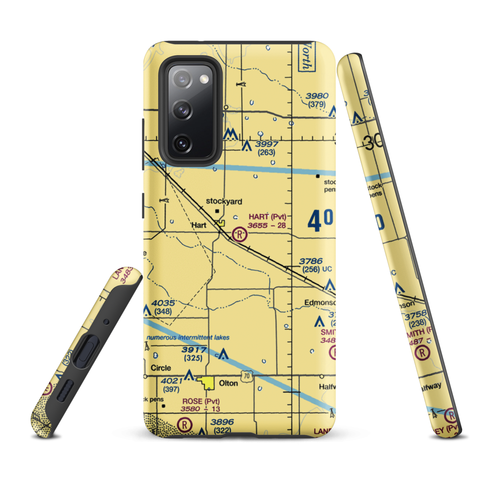 Hart Aerial Airport (1TX8) VFR Sectional Samsung Phone Case Samsung Galaxy S20 FE model shown