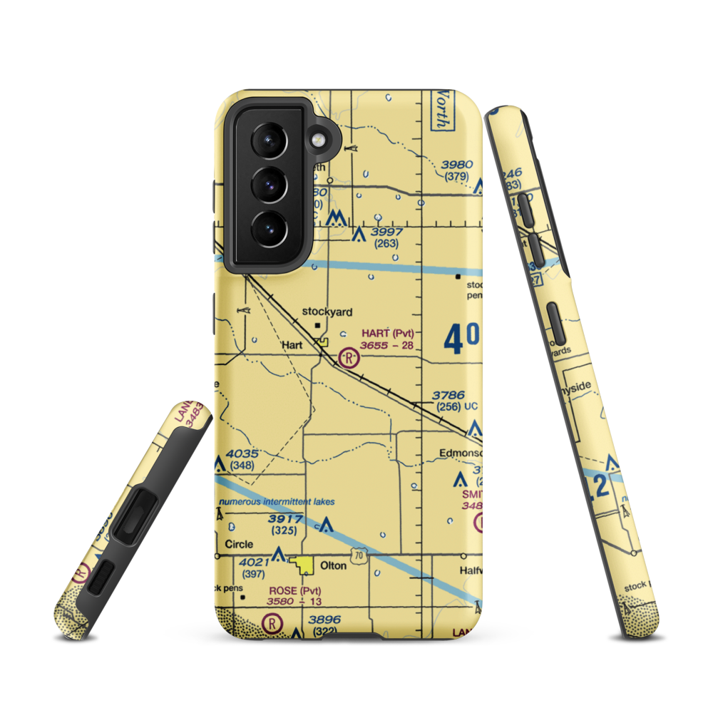 Hart Aerial Airport (1TX8) VFR Sectional Samsung Phone Case Samsung Galaxy S21 model shown