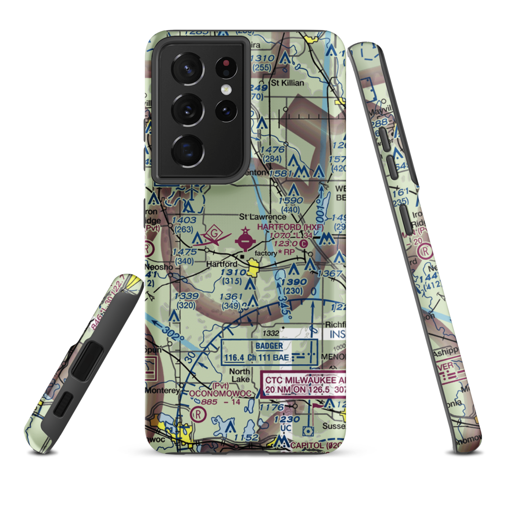 Hartford Municipal Airport (HXF) VFR Sectional Samsung Phone Case Samsung Galaxy S21 Ultra model shown