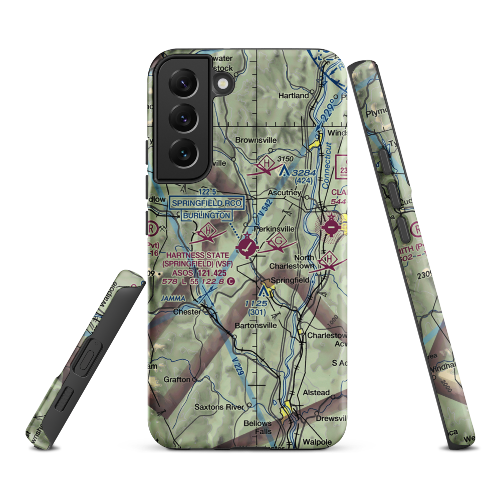Hartness State (Springfield) Airport (VSF) VFR Sectional Samsung Phone Case Samsung Galaxy S22 Plus model shown
