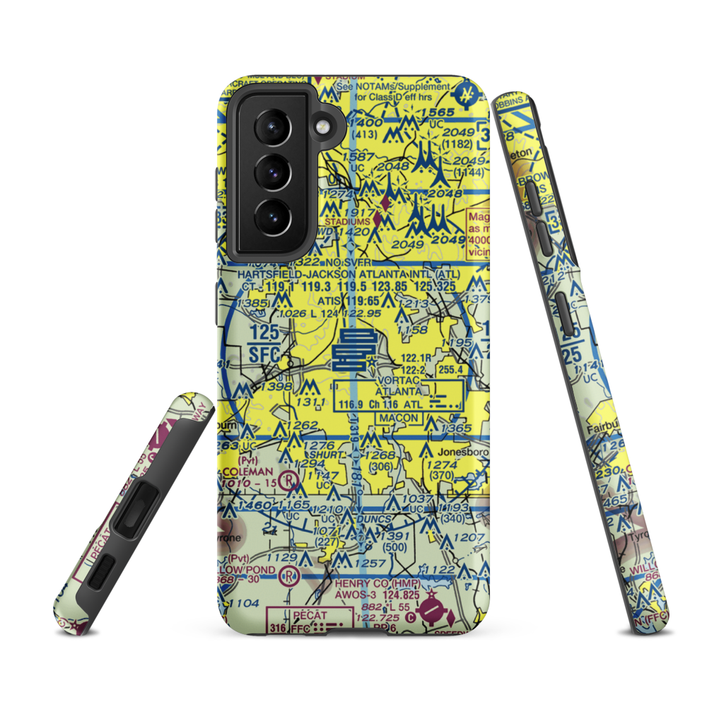 Hartsfield Jackson Atlanta International Airport (ATL) VFR Sectional Samsung Phone Case Samsung Galaxy S21 Ultra model shown
