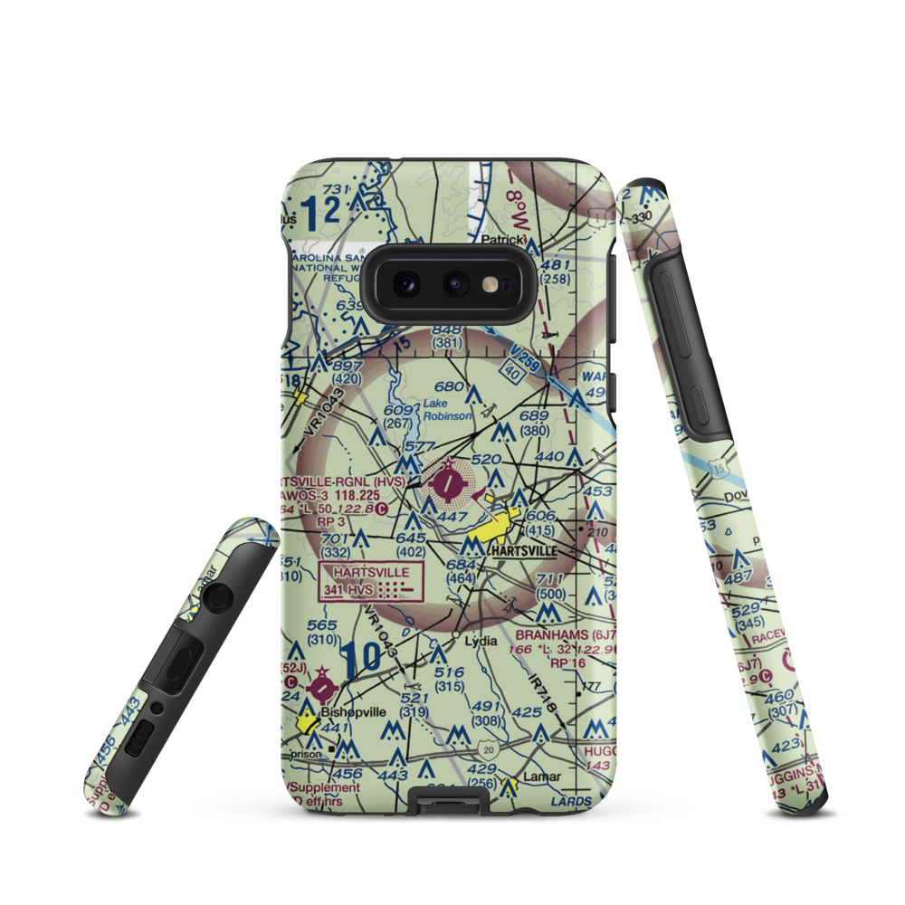 Hartsville Regional Airport (HVS) VFR Sectional Samsung Phone Case Samsung Galaxy S10 Plus model shown