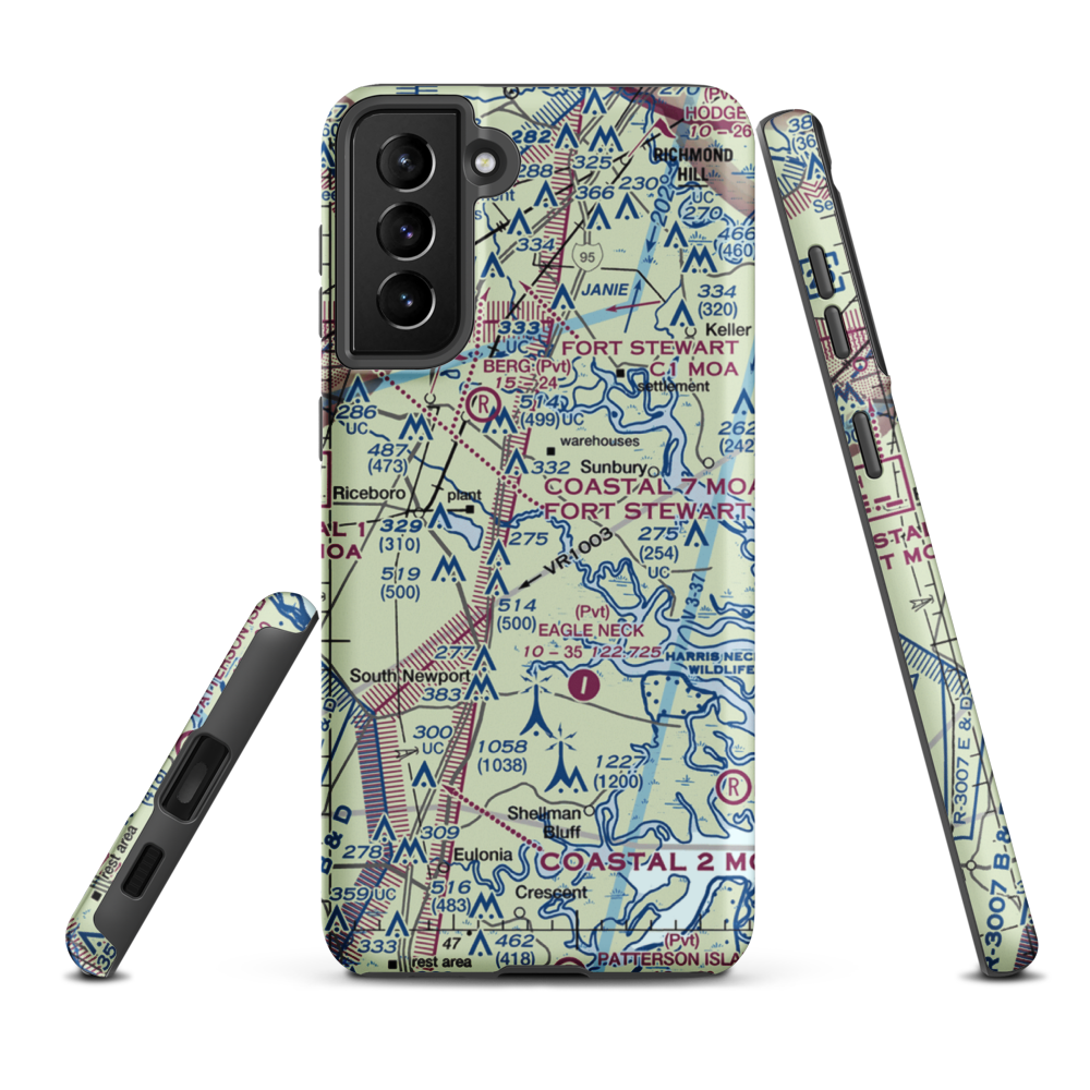Harvest Lake Seaplane Base (12GE) VFR Sectional Samsung Phone Case Samsung Galaxy S21 FE model shown