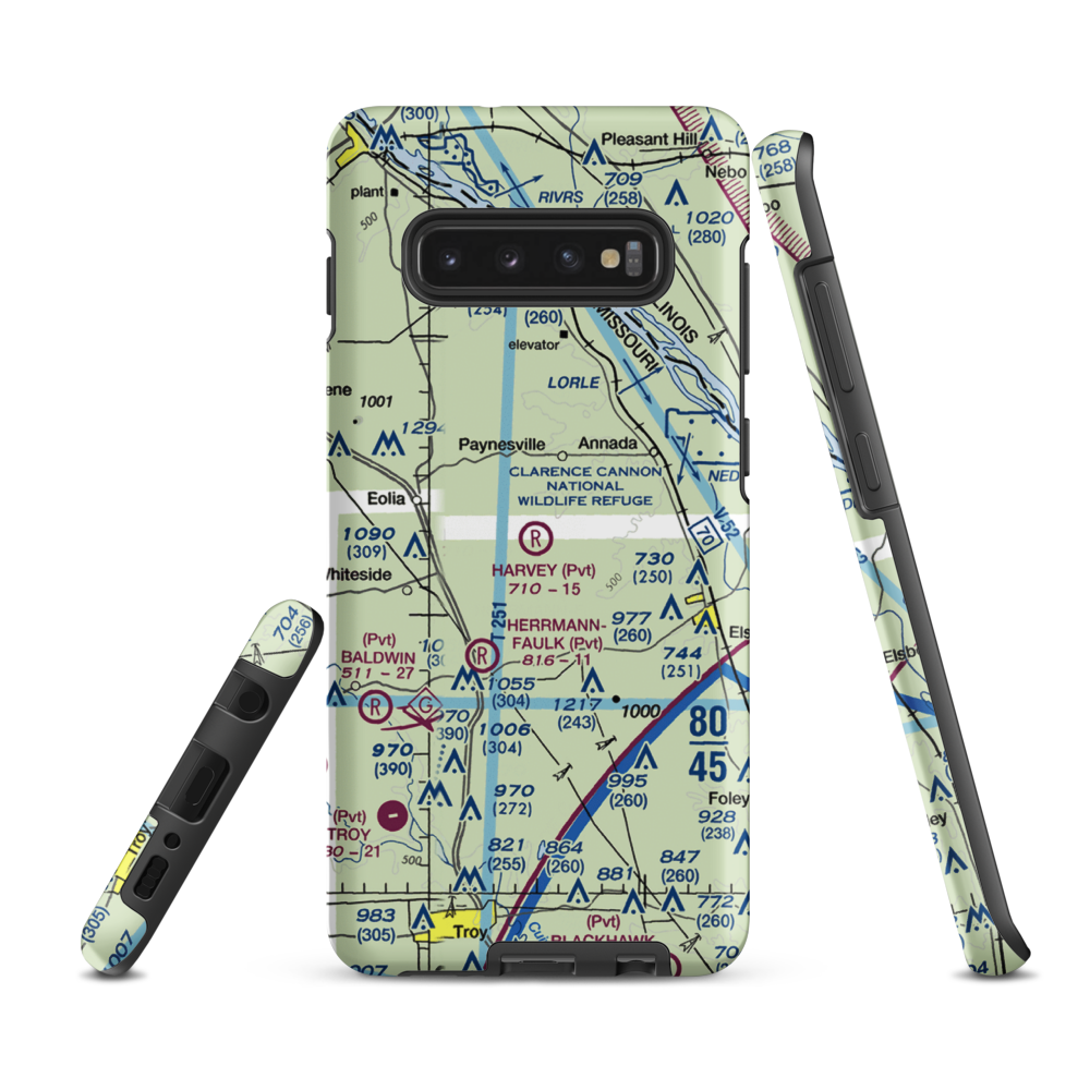 Harvey Airport (MO35) VFR Sectional Samsung Phone Case Samsung Galaxy S10 Plus model shown