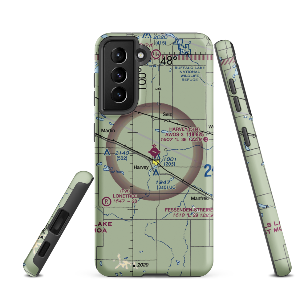 Harvey Municipal Airport (5H4) VFR Sectional Samsung Phone Case Samsung Galaxy S21 FE model shown