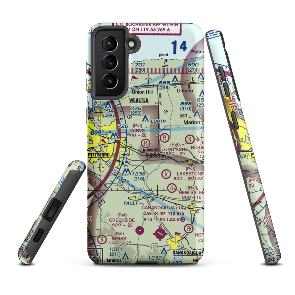 Harvs Airport (4NK5) VFR Sectional Samsung Phone Case Samsung Galaxy S21 FE model shown
