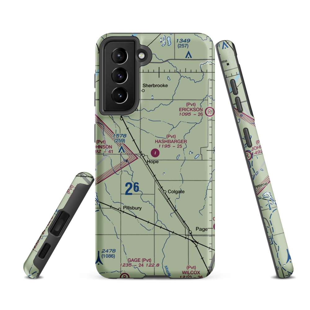 Hashbarger Farm Airstrip (8NA9) VFR Sectional Samsung Phone Case Samsung Galaxy S21 Ultra model shown