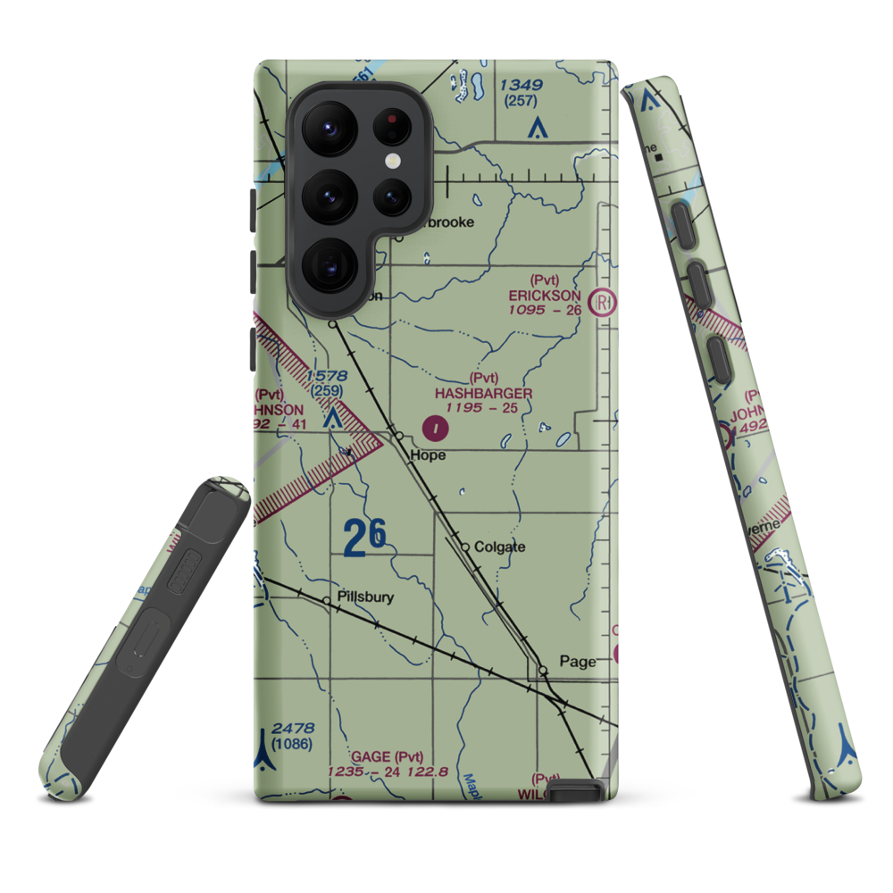 Hashbarger Farm Airstrip (8NA9) VFR Sectional Samsung Phone Case Samsung Galaxy S22 Ultra model shown