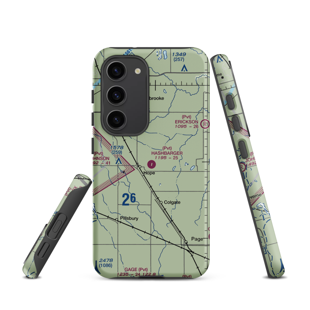 Hashbarger Farm Airstrip (8NA9) VFR Sectional Samsung Phone Case Samsung Galaxy S23 model shown