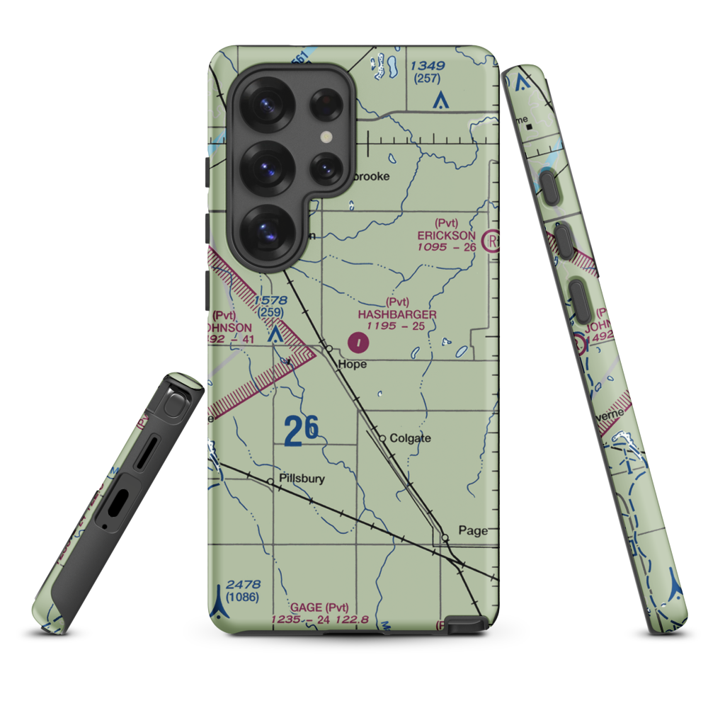 Hashbarger Farm Airstrip (8NA9) VFR Sectional Samsung Phone Case Samsung Galaxy S25 Ultra model shown