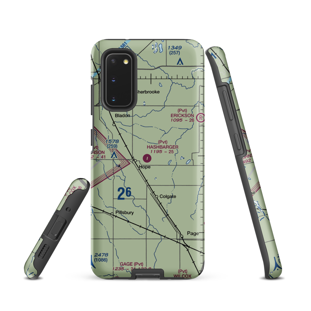 Hashbarger Farm Airstrip (8NA9) VFR Sectional Samsung Phone Case Samsung Galaxy S20 model shown