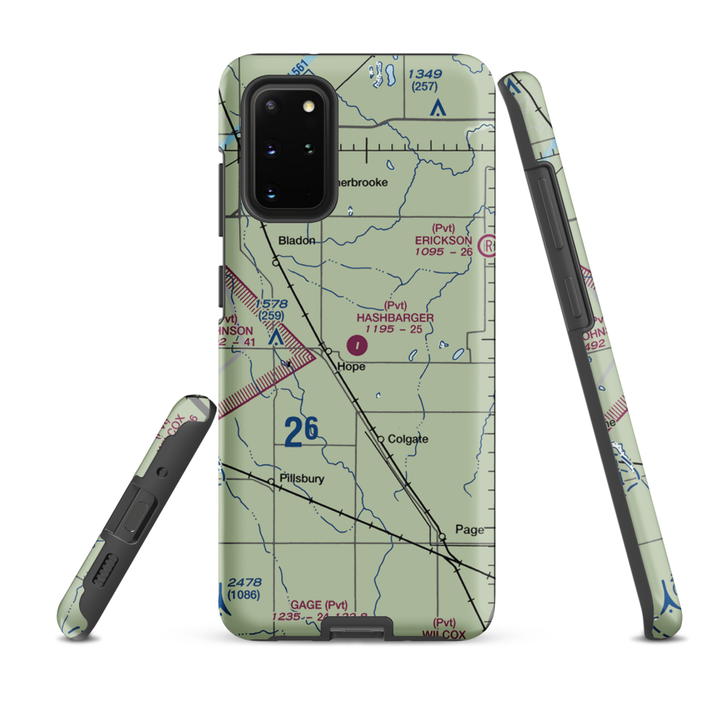 Hashbarger Farm Airstrip (8NA9) VFR Sectional Samsung Phone Case Samsung Galaxy S20 Plus model shown